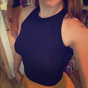 NWOT black glitter top